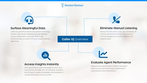 Caller IQ Overview page with 4 benefits icon
